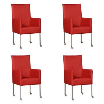 Set van 4 Leren eetkamerstoelen Spark - Toledo Ducati, Ophalen of Verzenden