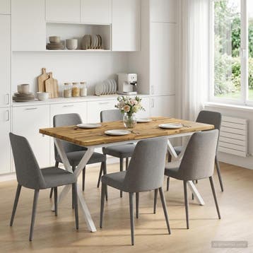 vidaXL Eettafel met levendige rand 140 x 80 x 75 cm Wit, Verzenden