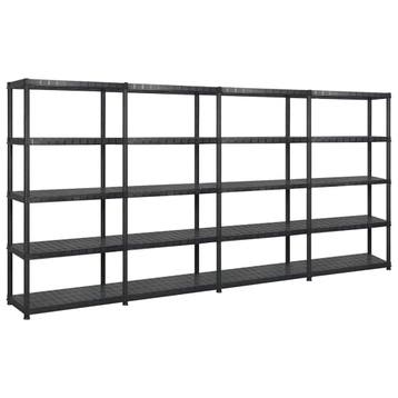 vidaXL Opbergrek 5-laags 340x40x185 cm kunststof zwart, Verzenden, Nieuw