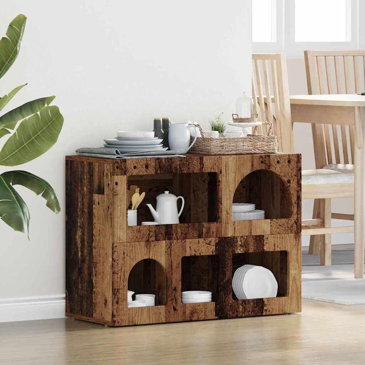 vidaXL Dressoir Oudhout 80.5 x 35 x 59 cm Bewerkt hout, Huis en Inrichting, Kasten | Dressoirs, Nieuw, Verzenden