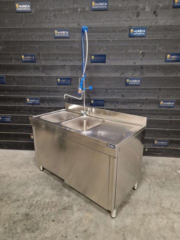 Spoeltafel | wastafel | schuifdeuren | RVS | 140cm | horeca, Nieuw in verpakking