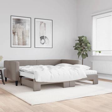 vidaXL Slaapbank met onderschuifbed en matrassen 100x200 cm, Verzenden