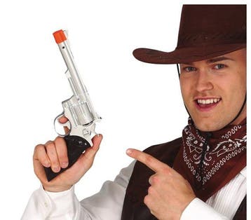 Cowboy Geweer Zilver 32cm, Hobby en Vrije tijd, Verzenden, Nieuw