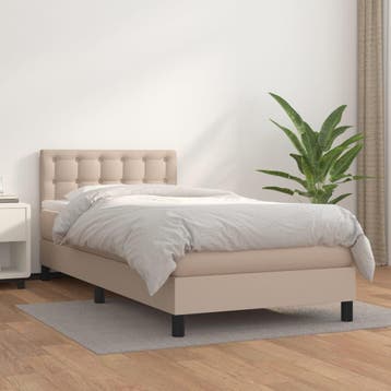 vidaXL Boxspring met matras kunstleer cappuccinokleurig, Verzenden