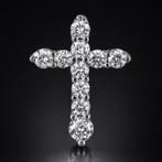 Hanger - 18 karaat Witgoud, 18K witgoud 1,0 ct diamant kruis