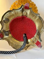 Tafellamp - Antieke tafellamp – echte brons – amberkleurige