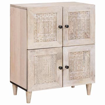 vidaXL Dressoir Bleached White 60 x 33 x 75 cm Massief Mango, Maison & Meubles, Verzenden