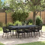 vidaXL Tuin Eettafel Set 9 pcs Zwart poly rattan, Verzenden