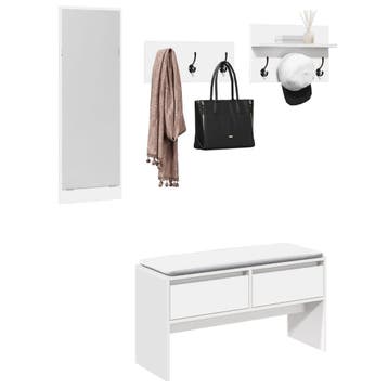 vidaXL 4-delige Garderobe set bewerkt hout wit, Verzenden