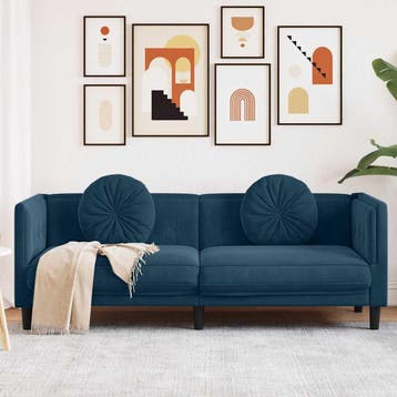 vidaXL bank / zetel met kussens 3-zits fluweel blauw, Huis en Inrichting, Verzenden, Nieuw