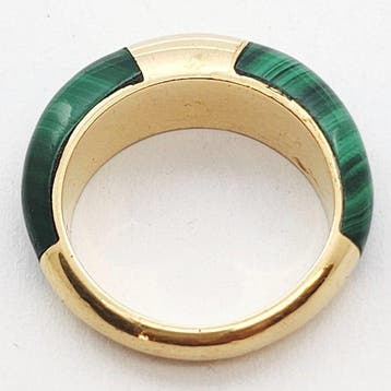 Ring - 18 karaat Geel goud - malachiet, Nieuw