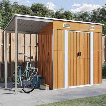 vidaXL Tuinschuur met verlengd dak 277x107x181 cm staal, Tuin en Terras, Verzenden, Nieuw
