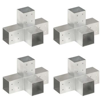 vidaXL Paalverbindingen 4 st X-vorm 81x81 mm gegalvaniseerd, Jardin & Terrasse, Verzenden