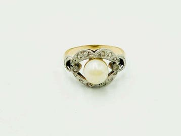 Ring - 18 karaat Geel goud Parel, Nieuw