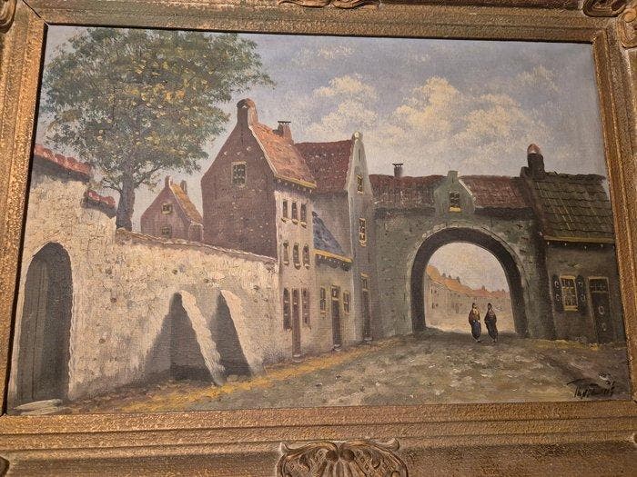 T h v Duif (XX) - Stadspoort Tiel, Antiek en Kunst, Kunst | Schilderijen | Klassiek