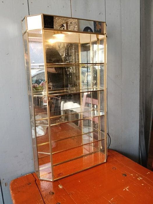 Vitrine - Laiton moulé - Vitrine murale avec éclairage, Antiquités & Art, Curiosités & Brocante