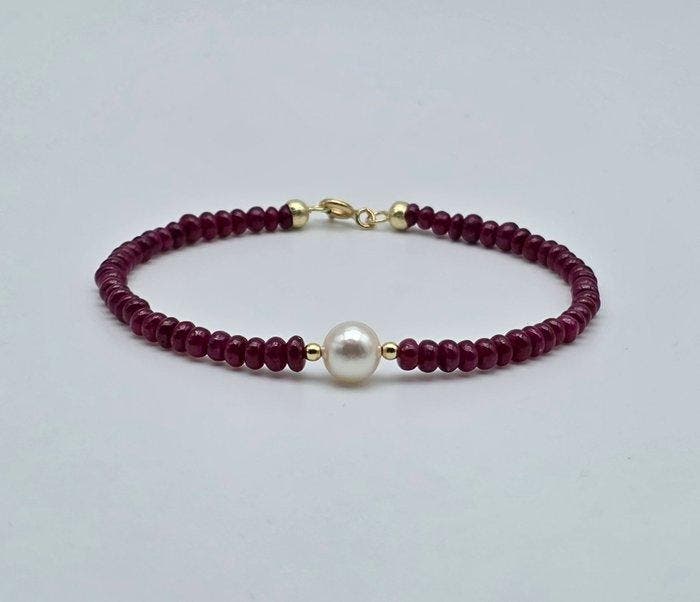 Zonder minimumprijs - Armband - 18 karaat Geel goud Parel -, Handtassen en Accessoires, Armbanden