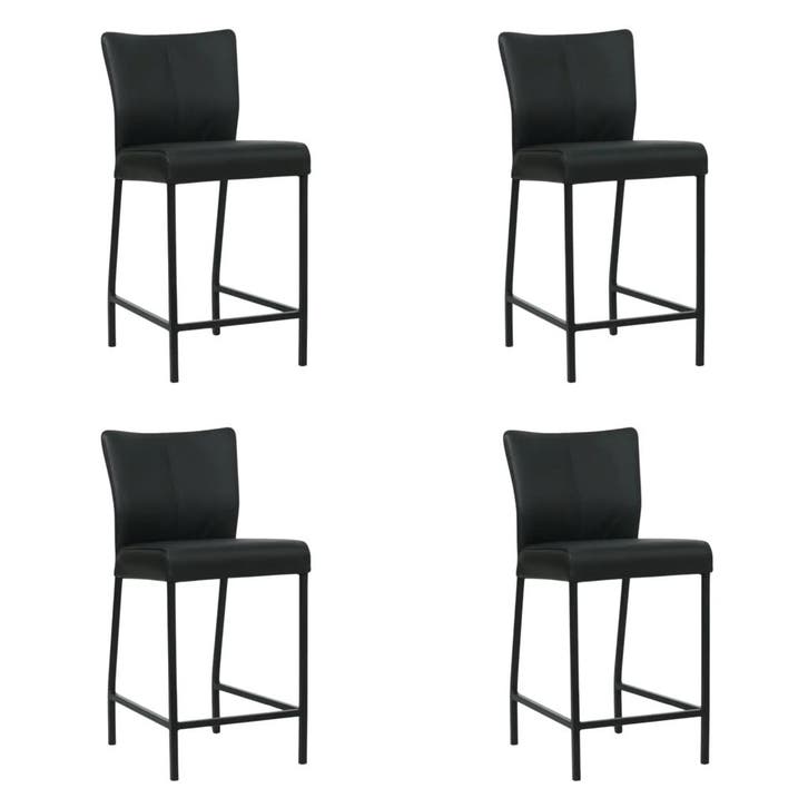 Set van 4 Leren barkrukken Revolt laag - Hermes Nero, Huis en Inrichting, Barkrukken, Nieuw, 1 kruk, Leer, 90 cm of meer, Ophalen of Verzenden