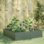 vidaXL Plantenbak verhoogd 100x100x25 cm staal olijfgroen, Verzenden, Nieuw
