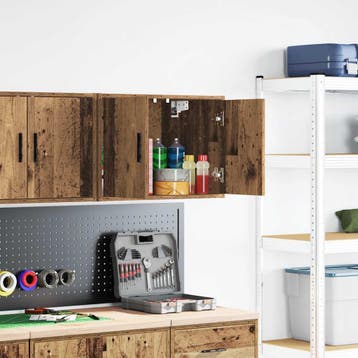 vidaXL Garage wandkast bewerkt hout oud hout, Verzenden