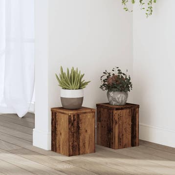 vidaXL Plantenstandaards 2 st 15x15x20 cm bewerkt hout oud, Verzenden, Nieuw
