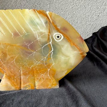 Beeld, Onyx Angelfish statue decorative ornament - 13.5 cm -