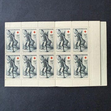 Frankrijk - Carnet Rode Kruis 1955 nieuw ** zonder, Gestempeld