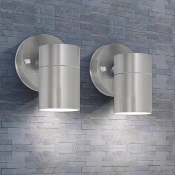 vidaXL LED-wandlamp buiten neerwaarts RVS 2 st, Verzenden, Nieuw