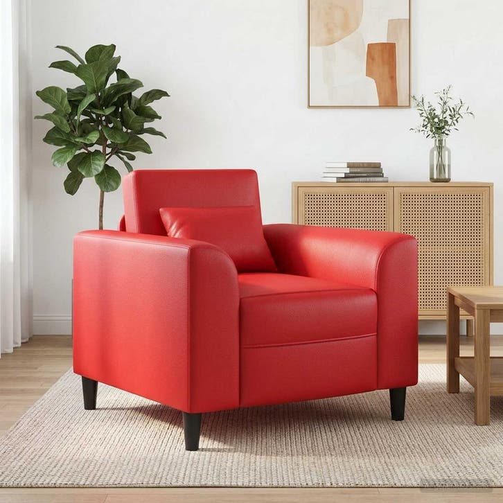 vidaXL Fauteuil Rood Kunstleer, Maison & Meubles, Fauteuils, Envoi