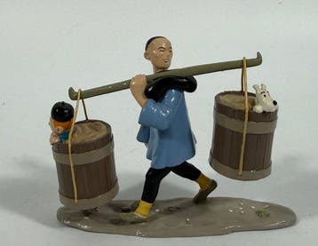 Beeldje - Figurine Tintin, Milou et le Chinois - Pixi - Lood, Nieuw