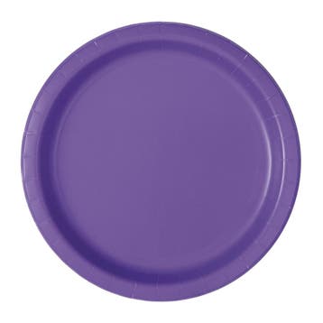 Paarse Borden Rond Neon 18cm 8st, Verzenden, Nieuw