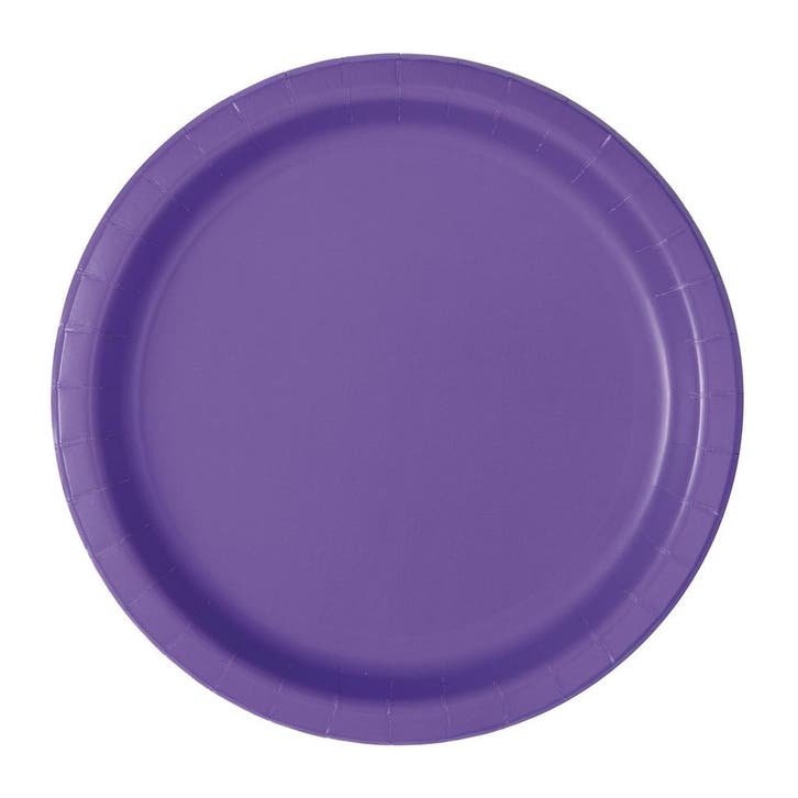 Paarse Borden Rond Neon 18cm 8st, Hobby en Vrije tijd, Feestartikelen, Nieuw, Verzenden