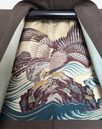 Ensemble kimono et haori vintage pour homme, motif faucon -
