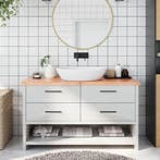 vidaXL Wastafelblad 140x40x(2-4) cm behandeld massief hout, Huis en Inrichting, Keuken | Keukenelementen, Verzenden, Nieuw