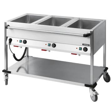Bain Marie RVS Trolley | 1.25kW | 3x 1/1 GN | Aftapkraan |, Verzenden