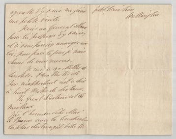 Général Arthur Wellesley, Duc de Wellington - Lettre