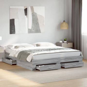 vidaXL Bedframe met lades bewerkt hout grijs sonoma eiken, Verzenden, Nieuw