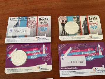 Nederland. 5 Euro 2012/2014 Eerste Dag Uitgifte (4 stuks)