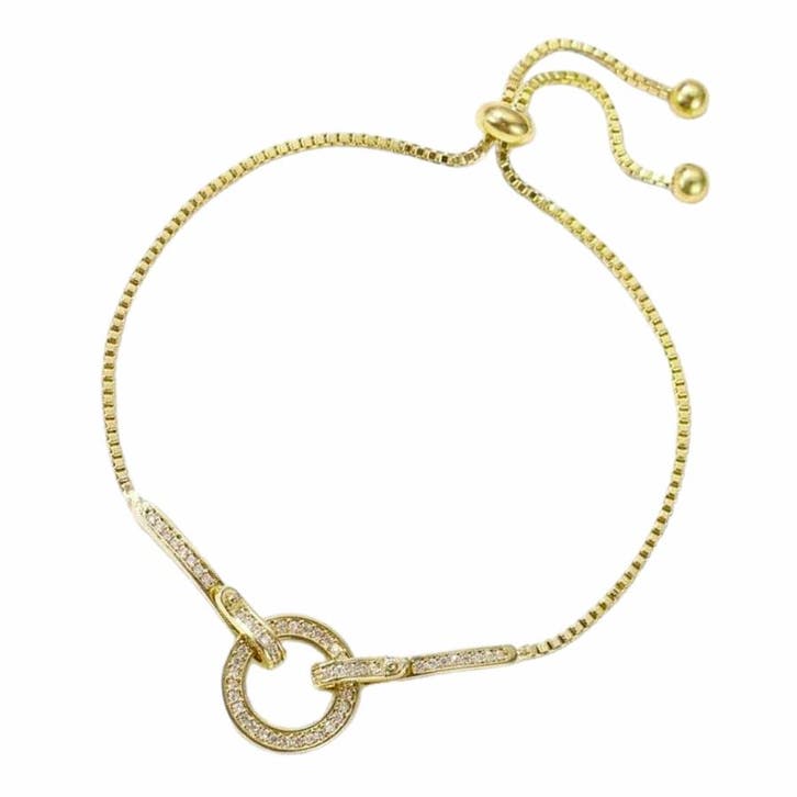 Fako Bijoux - Dames Armband Gouden Cirkel Strass -, Handtassen en Accessoires, Armbanden, Verzenden