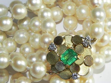 Halsketting - 18 karaat Geel goud Smaragd - Diamant, Nieuw