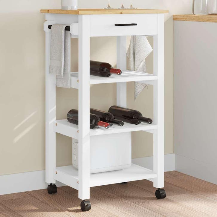 vidaXL Keukentrolley MONZA 48x40x88,5 cm massief grenenhout, Huis en Inrichting, Keuken | Keukenbenodigdheden, Nieuw, Verzenden