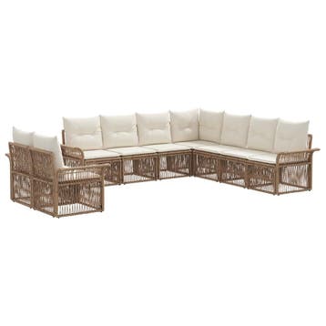 vidaXL Tuinbank Set 9 pcs Beige poly rattan, Verzenden, Nieuw