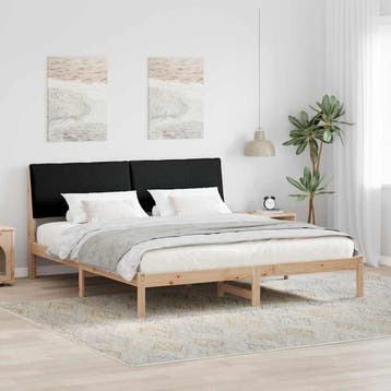 vidaXL Bedframe Bruin en zwart 180 x 200 cm Massief, Maison & Meubles, Chambre à coucher | Lits, Verzenden