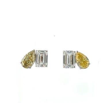 Oorbellen - 14 karaat Witgoud - 5.02ct. tw. Diamant, Nieuw