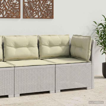 vidaXL Eén-zits Tuin Sofa met Kussens Rieten Look PP Wit, Verzenden, Nieuw
