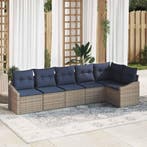 vidaXL Tuinbank Set met kussen 6 pcs Grijs en Marineblauw, Verzenden, Nieuw