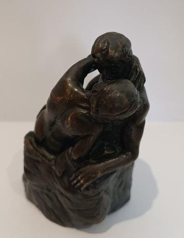 Auguste Rodin - Statuette, Le Baiser - 12 cm - Bronze, Antiek en Kunst