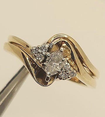 Ring - 14 karaat Geel goud - 0.30ct. tw. Diamant, Nieuw