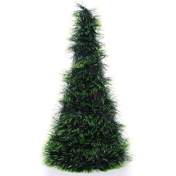 Dennenboom Kerstboompje Kunst Tinsel Groen Black 26 cm, Nieuw