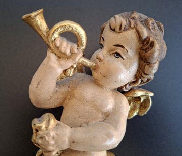 Beeldje - Engel Putte ca. 20cm - Hout